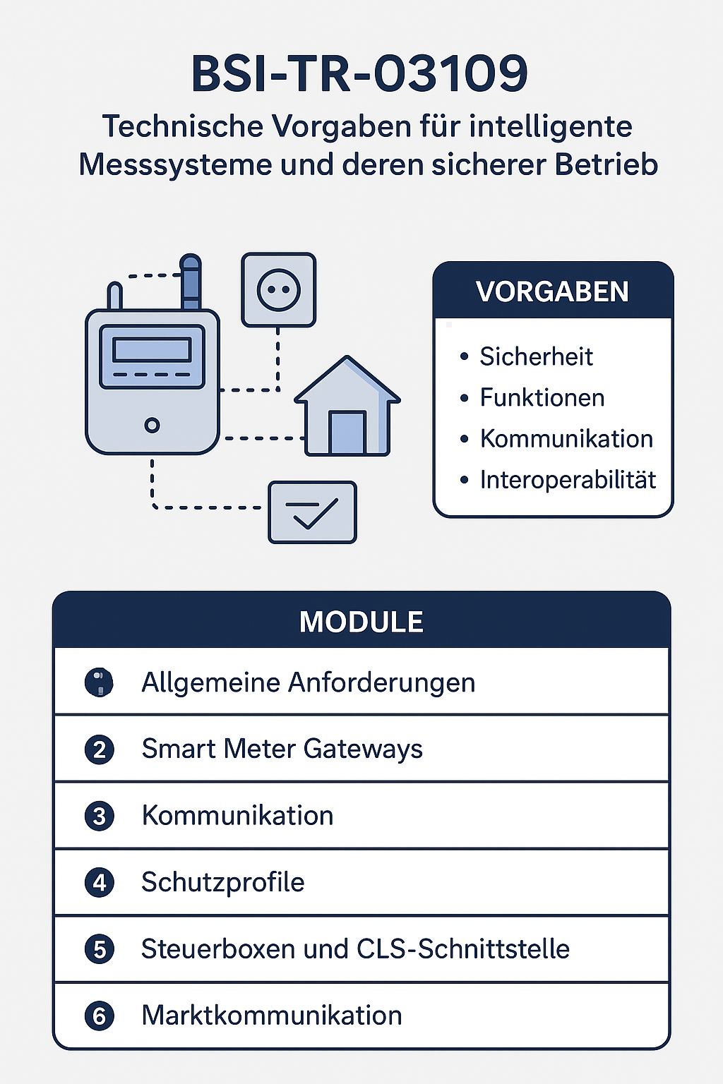 Infografik Sicherheits- und Technikstandards für intelligente Messsysteme